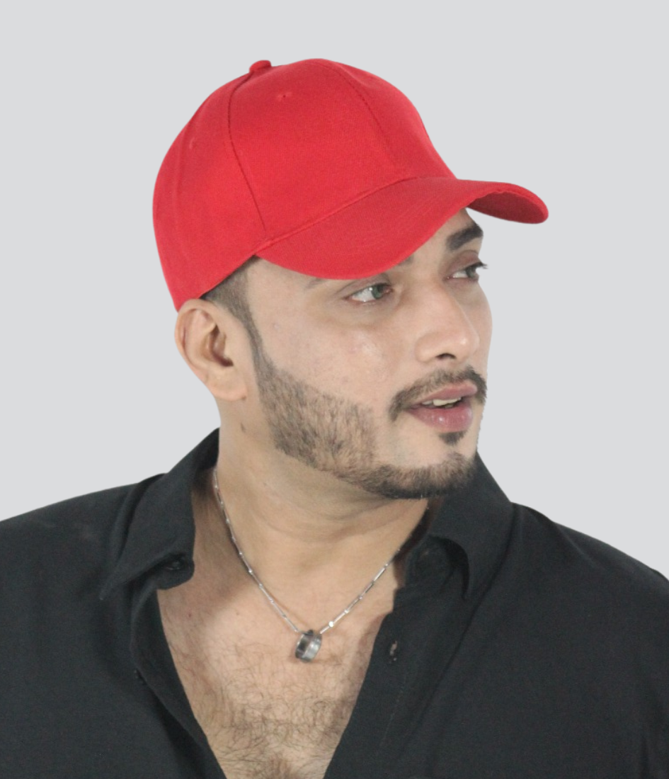 Plain Solid red Color Adjustable Cap for men's