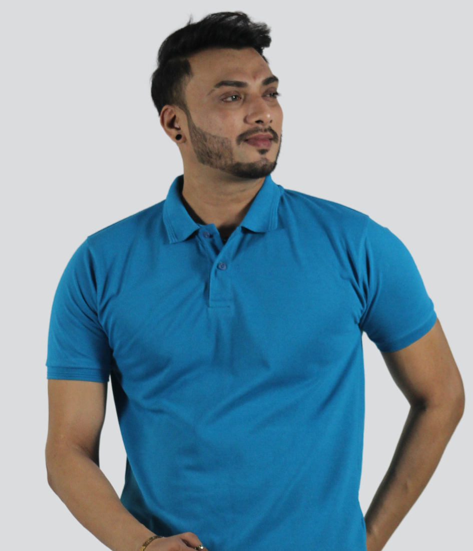 Men’s plain Active fit polo t-shirts blue color