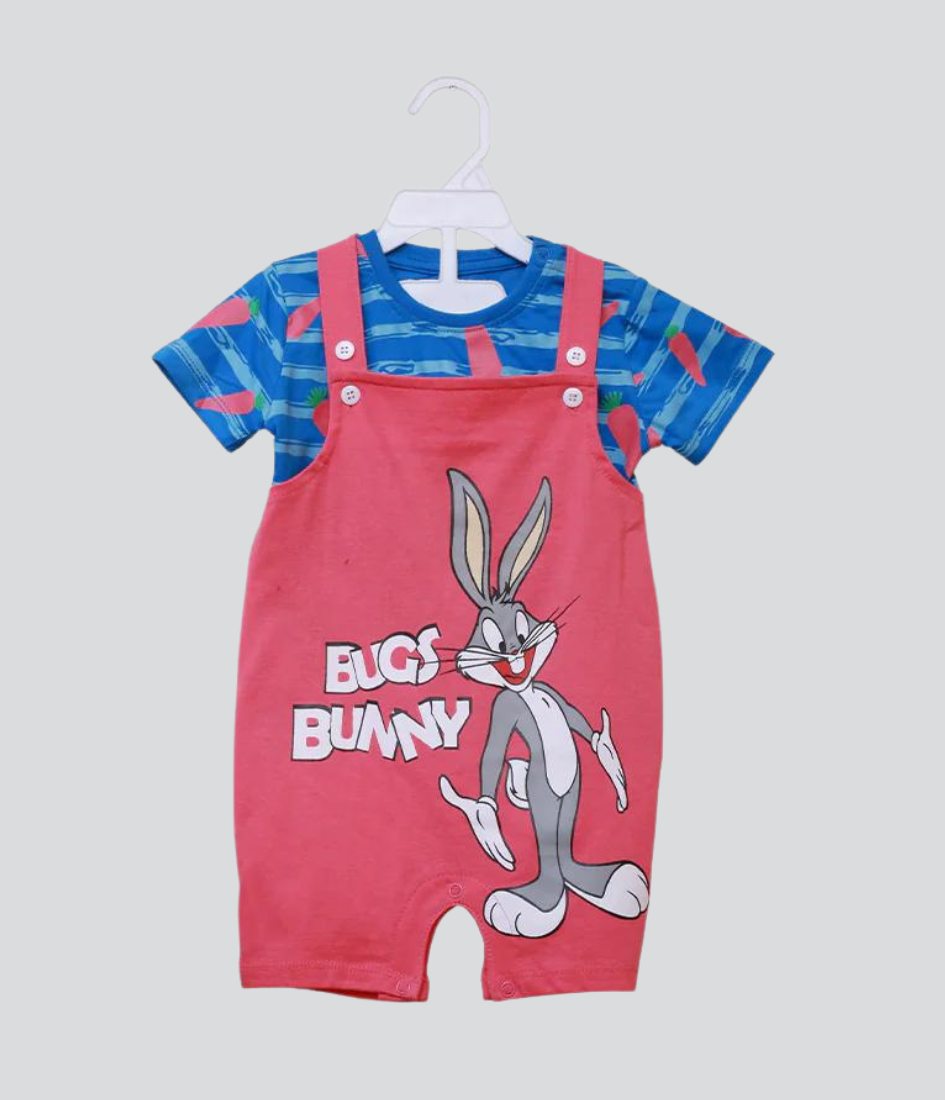 Bugs Bunny logo romper set for kid's blue and pink