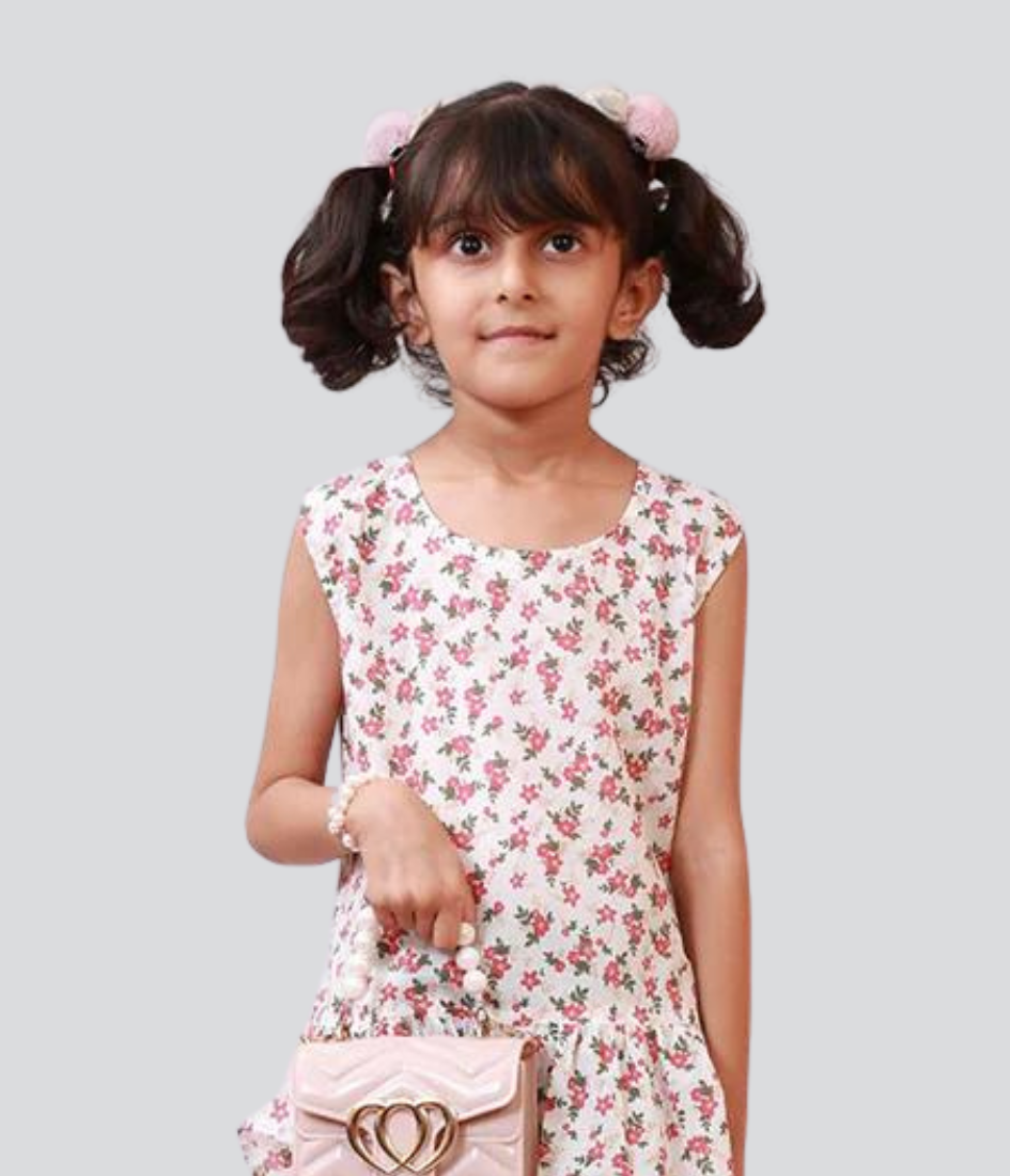 red flower printed cotton t-shirt for kids