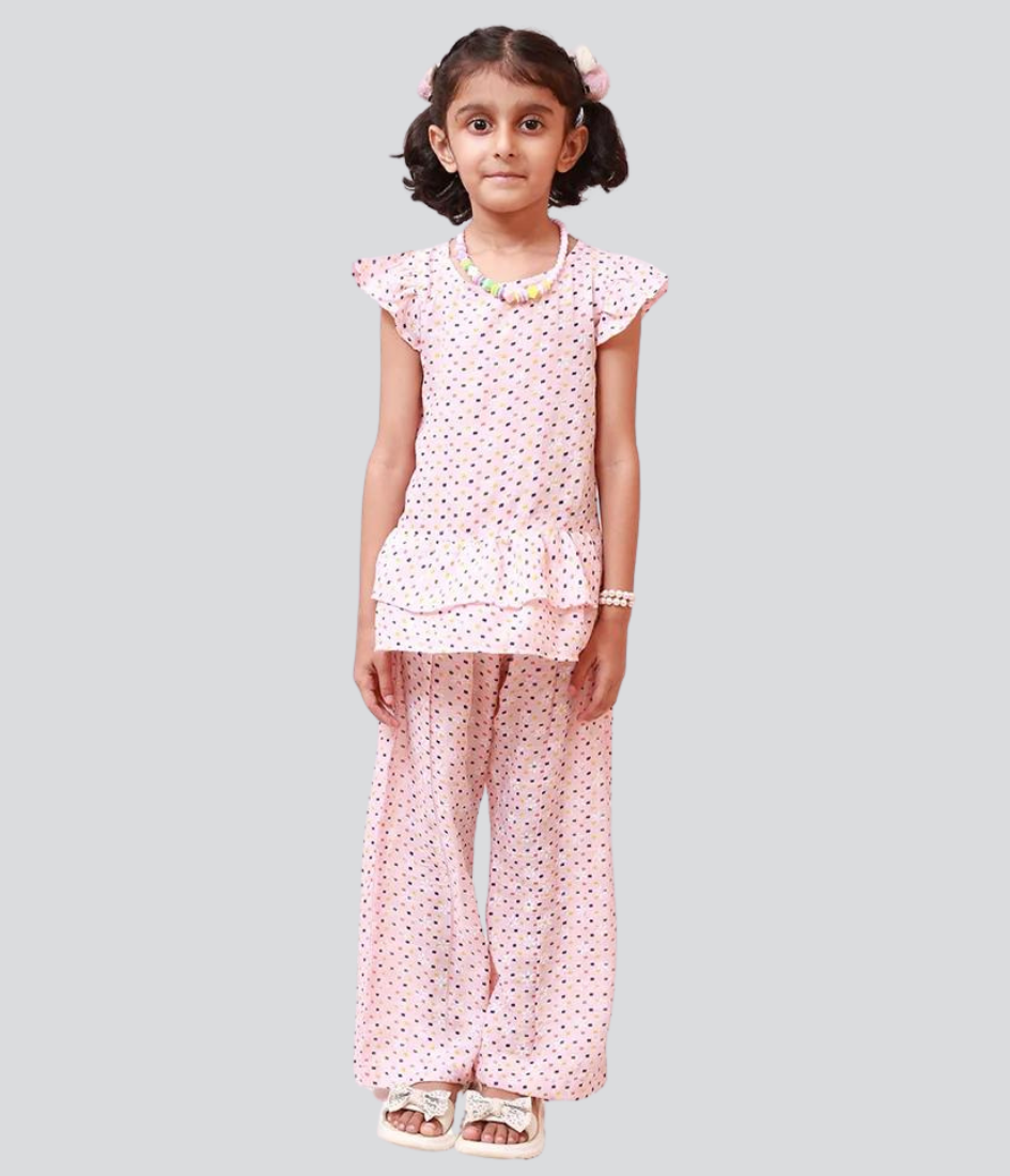 Girls Eastern Wear Pink flower printed CO-ORD SET