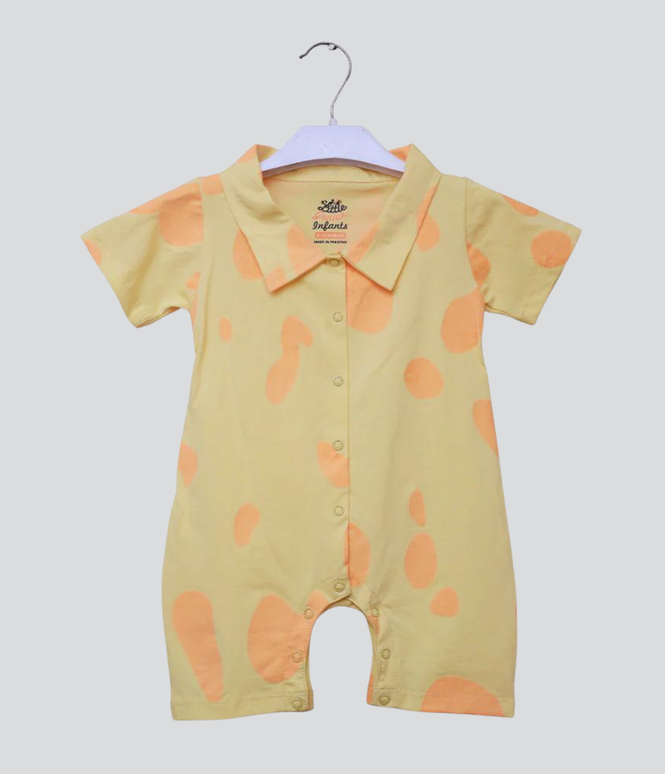 Trendy Polo Style Romper for kid's lime color