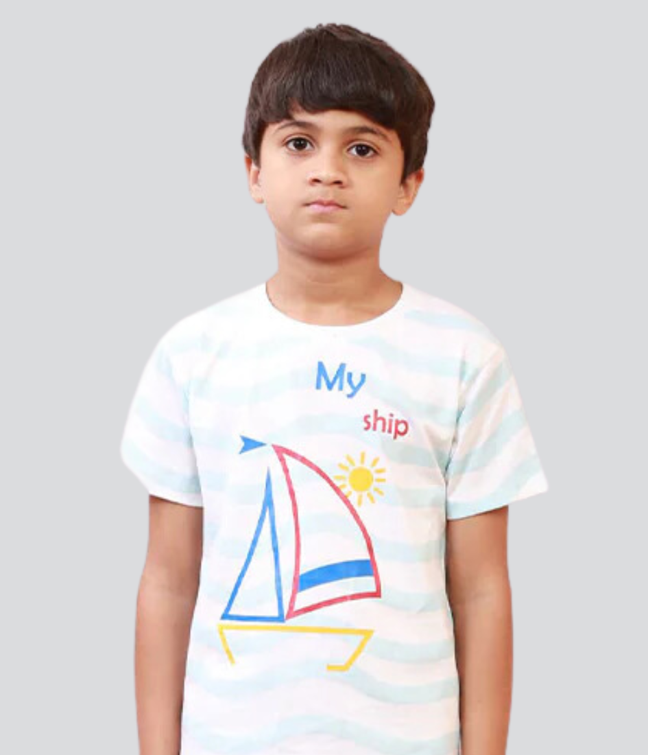 Short sleeve kids ship logo design t-shirt