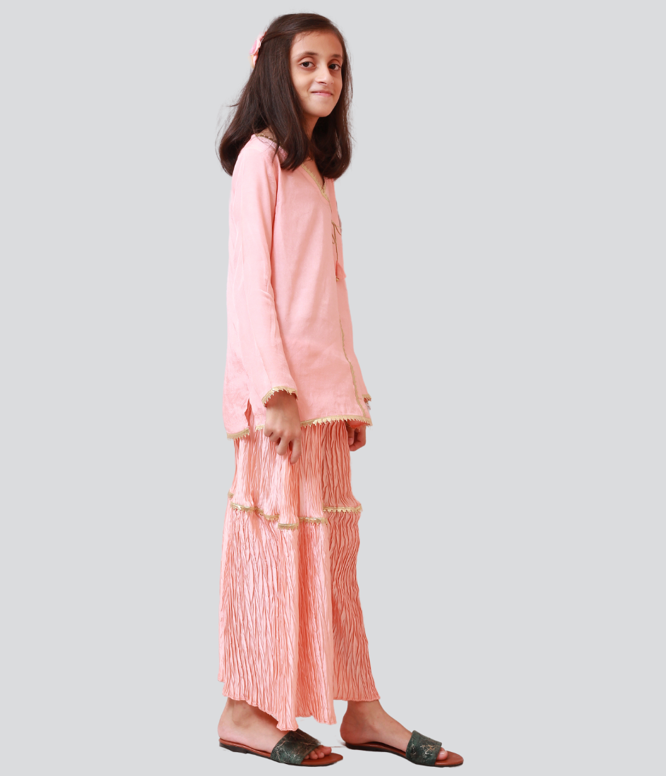 Girls' New Designer Pink Gharara Suit for wedding