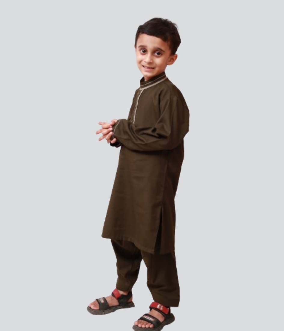 New outfit Shalwar Kameez for kids olive color