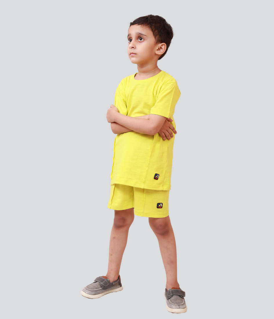 New  plain design kids CO-ORD set yellow color