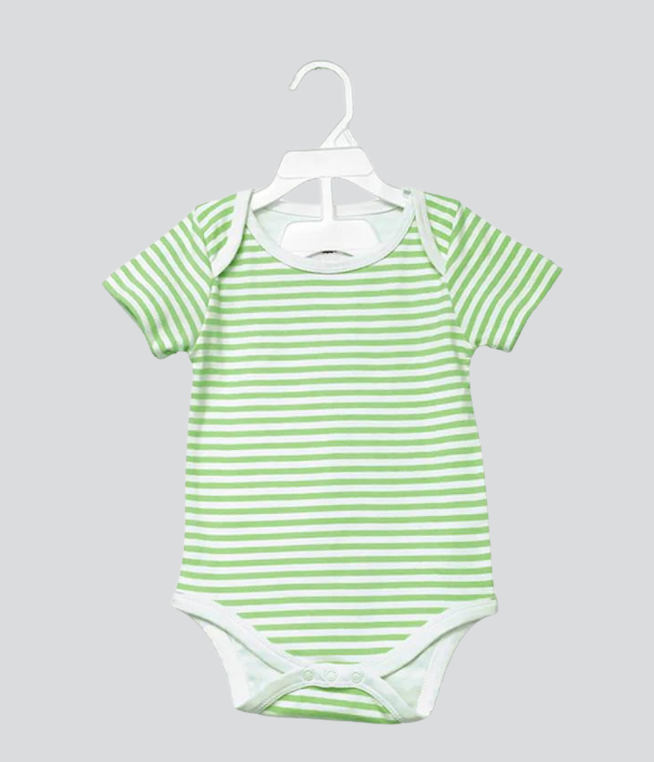 stripe design light green and white color romper set
