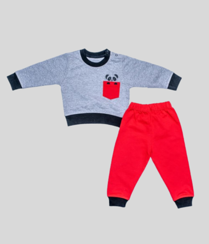 kids panda logo design sweat set for winter