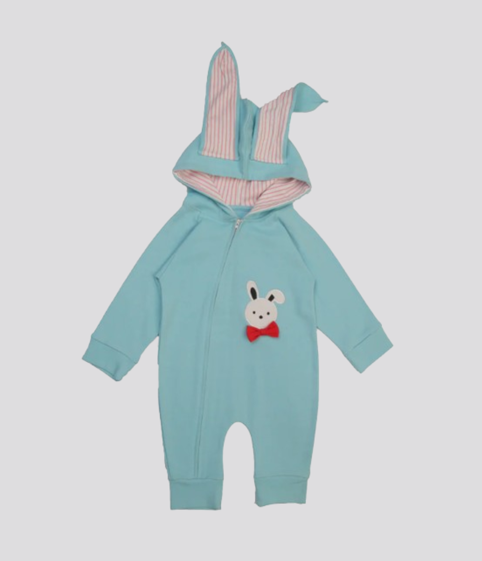 baby boy bunny design full romper with hood