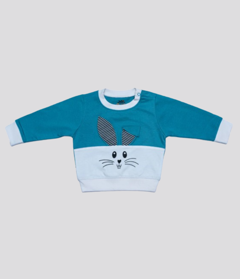 Kids new teal bunny sweat t-shirt for winter
