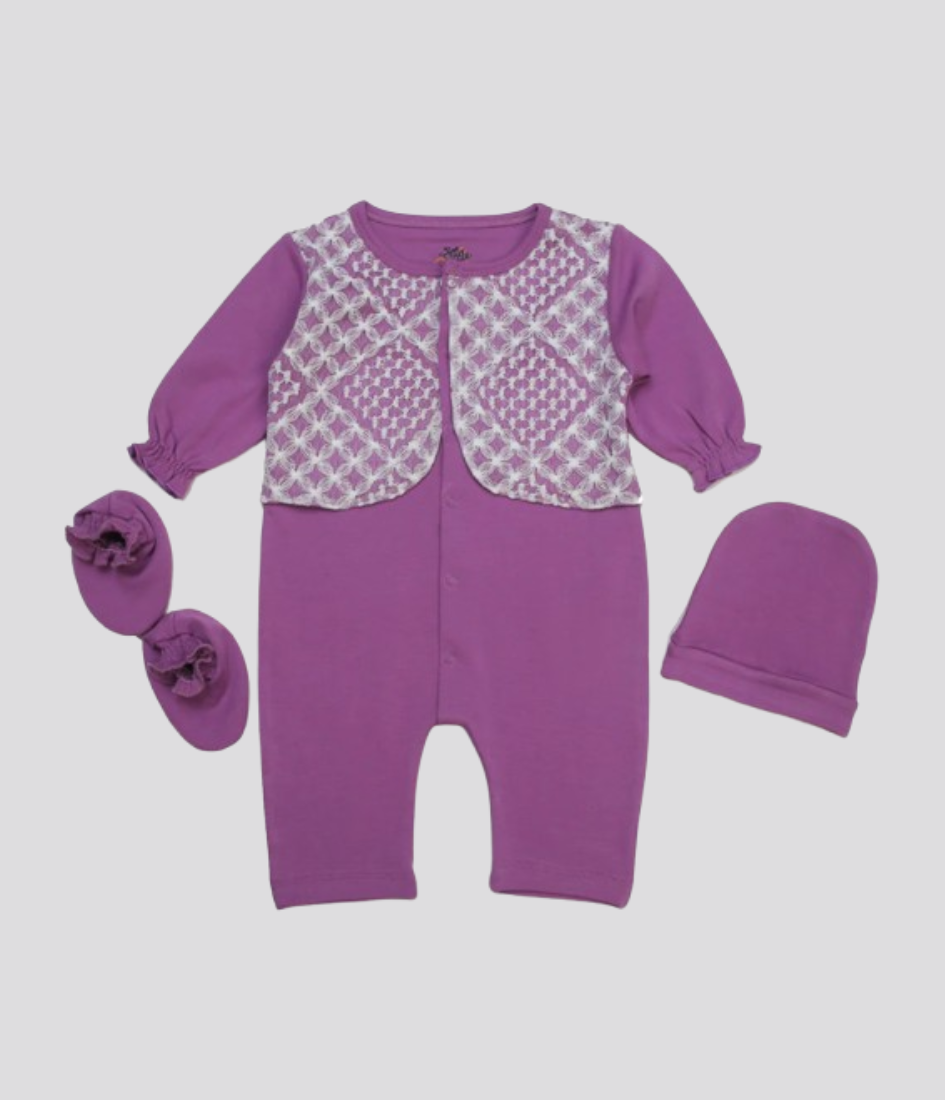 New baby kids girl 3pc set for winter voilet color