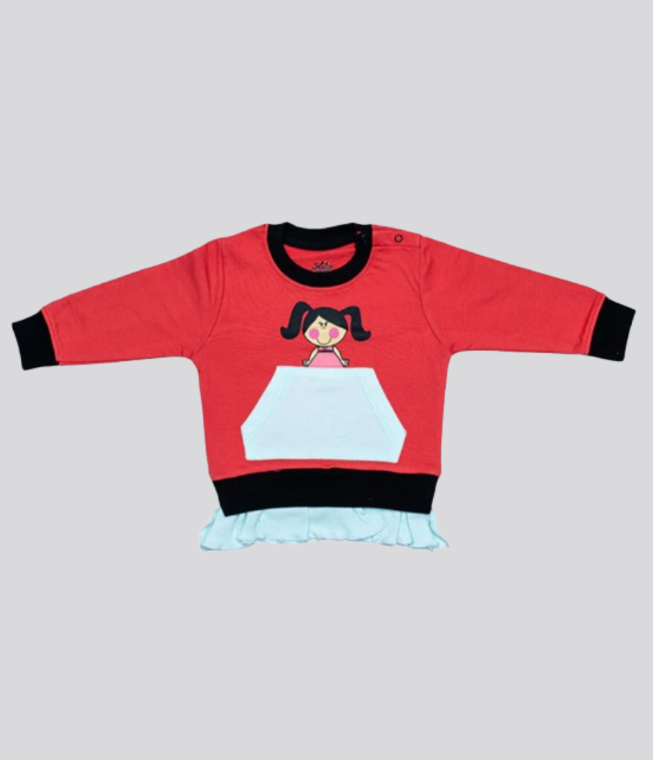 kids baby girl sweat printed design t-shirt Carrot and mint color